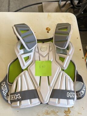 Protective Men's Lacrosse Chest Guard in White and Lime Green by